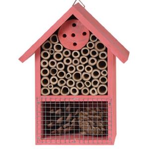 Merkloos Roze insectenhotel huisje 20 cm -