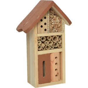 Decoris Insectenhotel bamboe hout - 9 x 16 x 26 cm - terra bruin -