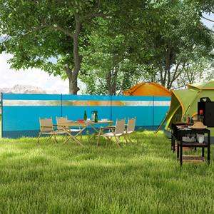 Outsunny windscherm met kijkvenster, duurzaam ontwerp, eenvoudig op te zetten, inclusief draagtas, 725 x 140 cm, blauw | Aosom.nl