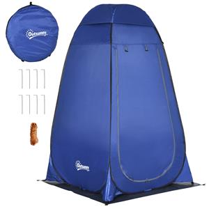 Outsunny pop-up douchetent, eenvoudig op te zetten, waterdicht, ideaal voor camping, met draagtas, 126 x 124 x 189 cm, donkerblauw, zilver | Aosom.nl