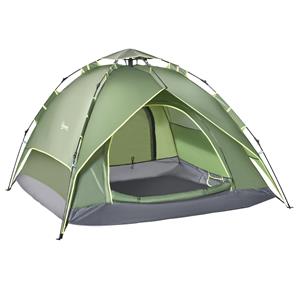 Outsunny dubbele tent, familietent, snel op te zetten, voor 2 volwassenen + 1 kind, waterdicht, ideaal voor camping, groen | Aosom.nl