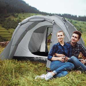 Outsunny kampeertent, waterdicht, eenvoudig op te zetten, voor 2-3 personen, lichtgewicht, glasvezel, 210 x 210 x 130 cm, groen | Aosom.nl