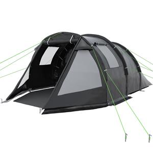 Outsunny kampeertent, weerbestendig, ruime 2 kamers, eenvoudig op te zetten, 475 x 264 x 172 cm, ideaal voor gezinnen, zwart | Aosom.nl
