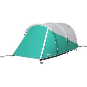 Outsunny Kampeertent voor 4-5 personen, ruime woon- en slaapruimtes, waterdicht en eenvoudig op te zetten, 460L x 260B x 190H cm, Groen | Aosom.nl