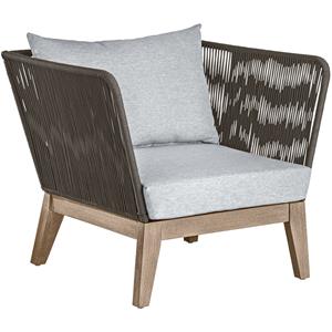 Vega Fauteuil Ventura; 82x78x72 cm (BxDxH); zitting lichtgrijs, frame bruin