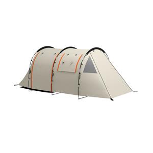 Outsunny Kampeertent, ruime 4-5 persoons, waterdicht, met verduisterbare ramen, eenvoudig op te zetten, 180H x 460L x 230B cm, Khaki/Oranje | Aosom.nl