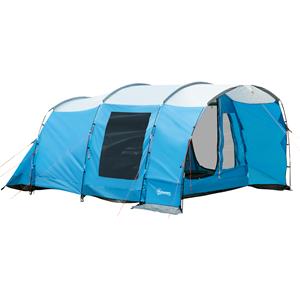 Outsunny Campingtent voor 5 personen, weerbestendig, met 2 kamers en verwijderbaar tussenschot, incl. transporttas, Blauw, Zwart | Aosom.nl