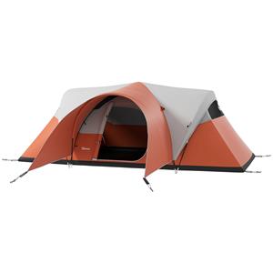 Outsunny kampeertent, ruime familietent voor 5-6 personen, waterdicht, met voortent, eenvoudig op te zetten, 550L x 300B x 198H cm, oranje | Aosom.nl