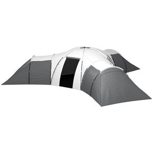 Outsunny kampeertent, ruim voor 6-9 personen, 4 kamers, waterdicht, eenvoudig op te zetten, 615 x 615 x 225 cm, grijs | Aosom.nl
