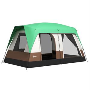 Outsunny Campingtent voor 7-8 Personen, waterdicht, met meshvensters, eenvoudig op te zetten, 4,90 x 3,05 x 2,25 m, groen | Aosom.nl