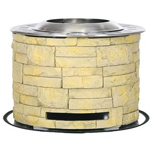 Outsunny Vuurkorf, rookvrij en draagbaar, weerbestendig met vloermat, metalen behuizing, Ø52 x 39 cm, perfect voor buiten, geel | Aosom.nl