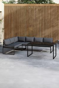 Nohr Loungeset Jenalee Met hoekbank en hoge tafel - Zwart