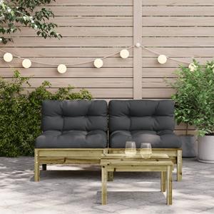 vidaXL Tuinbanken 2 st zonder armleuningen met kussens hout