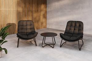 Nohr Loungeset Laurissa Met 2 loungestoelen en tafel - Grijs/Zwart