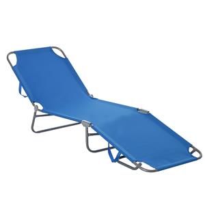 Outsunny opvouwbare ligstoel, verstelbare rugleuning, weerbestendig, lichtgewicht, gemakkelijk te vervoeren, 187 x 55 x 24 cm, blauw | Aosom.nl