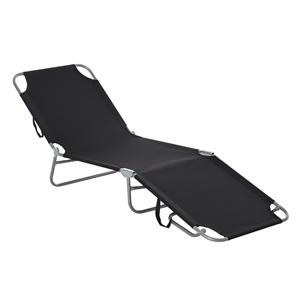 Outsunny opvouwbare ligstoel, verstelbare rugleuning, comfortabel en duurzaam, roestvrij metalen frame, 187 x 55 x 24 cm, zwart | Aosom.nl