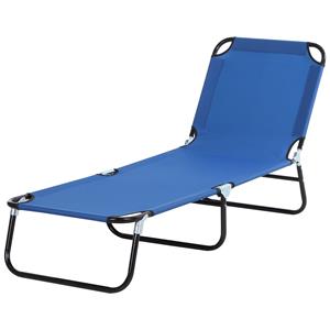 Outsunny zonnebed, 5-voudig verstelbare rugleuning, duurzaam metalen frame, weerbestendig, 190 x 56 x 28 cm, blauw | Aosom.nl