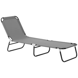 Outsunny zonnebed, 5-voudig verstelbare rugleuning, snel drogend, stevig metalen frame, ideaal voor buiten, 188 x 56 x 28 cm, grijs | Aosom.nl