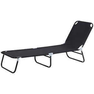 Outsunny Ligbed met 5-voudig verstelbare rugleuning, snel drogend, stevig metalen frame, voor buitengebruik, 190 x 56 x 28 cm, Zwart | Aosom.nl