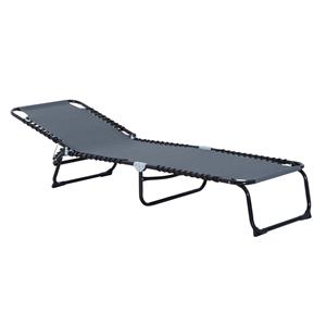 Outsunny ligbed, opklapbaar tuinbed, 4-traps rugleuning, weerbestendig staal, comfortabel mesh, 197 x 58 x 76 cm, donkergrijs | Aosom.nl