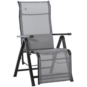 Outsunny Ligstoel Ligstoel Tuinligstoel 9 Posities Verstelbaar Gewichtloos Ligbed, Textilene Staal, Zwart + Grijs 70 x 65 x 111 cm | Aosom.nl