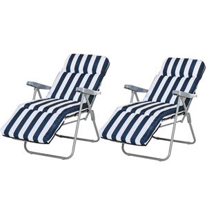 Outsunny klapstoelen, inklapbare tuinstoelen met armleuning, 5 standen, weerbestendig, comfortabel, 60 x 75 x 104 cm, blauw | Aosom.nl