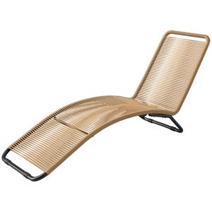 Outsunny Rattan Zonneligstoel, S-vormige Ligstoel met Rattanvlechtwerk, Mandligstoel met Stalen Frame, Bruin