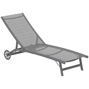 Outsunny Zonneligbed met 5 Verstelbare Standen, Ademende Stof en Aluminium Frame - Donkergrijs, 195 x 66 x 34 cm