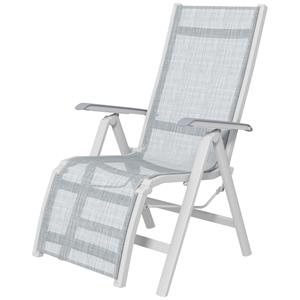 Outsunny loungestoel, weerbestendig, comfortabele tuinstoel voor buiten, eenvoudig te onderhouden, 62 x 96 x 108 cm, grijs/wit | Aosom.nl