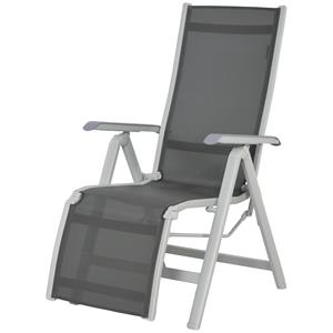 Outsunny tuinstoel, weerbestendig loungestoel voor buiten, comfortabel ontwerp, duurzaam materiaal, 62 x 96 x 108 cm, grijs/wit | Aosom.nl