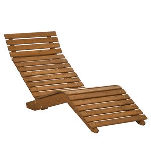 Outsunny ligstoel, verstelbaar, weerbestendig, perfect voor zwembad en balkon, comfortabel ontwerp, 200 x 60 x 30-90 cm, teak | Aosom.nl