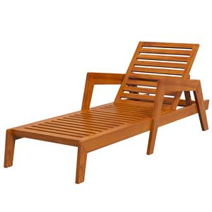 Outsunny ligstoel, comfortabele tuinligstoel, massief hout, weerbestendig, verstelbaar, 66 x 190 x 73,5 cm, oranje | Aosom.nl