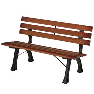 Outsunny tuinbank, stijlvol voor 2 personen, weerbestendig, duurzaam gietaluminium en natuurlijk hout, 120 x 57 x 70 cm, bruin | Aosom.nl