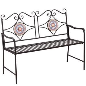 Outsunny tuinbank, vintage design, 2-zitter, weerbestendig, mozaïekstenen, duurzaam, 121 x 52 x 93 cm, meerkleurig | Aosom.nl