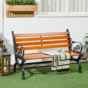 Outsunny tuinbank voor 2 personen, stijlvol design, weerbestendig, comfortabel, perfect voor tuin en terras, 120 x 64 x 79 cm, teak | Aosom.nl