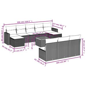 vidaXL 11-delige Tuinset met kussens poly rattan beige