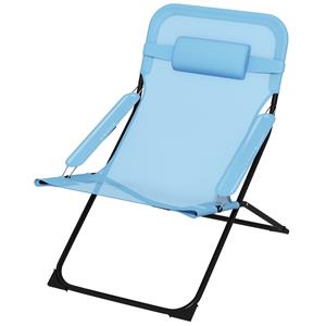Outsunny opvouwbare stoel, 4-traps verstelbaar, ademend ontwerp, stevig metalen frame, ideaal voor buiten, 69 x 91 x 96 cm, zwart/blauw | Aosom.nl