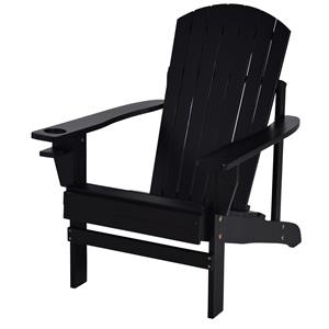 Outsunny Adirondack tuinstoel, comfortabele ligbank voor buiten, weerbestendig, perfect voor tuin en balkon, massief hout, zwart | Aosom.nl