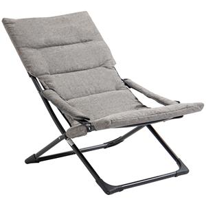 Outsunny klapstoel, multifunctioneel met verwijderbaar kussen, weerbestendig, ideaal voor tuin en balkon, 66 B x 94 D x 79 H cm, grijs | Aosom.nl