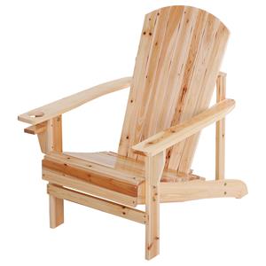 Outsunny Adirondack tuinstoel, comfortabele ligbank, weerbestendig, perfect voor buiten, duurzaam massief hout, 80 x 65 x 95 cm, naturel | Aosom.nl