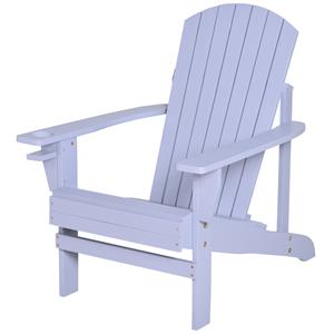 Outsunny Adirondack tuinstoel, comfortabele ligbank voor buiten, duurzaam massief hout, weerbestendig, 89 x 100 x 92 cm, grijs | Aosom.nl