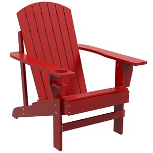 Outsunny Adirondack Tuinstoel, weerbestendig, comfortabel design, ideale buitenstoel, 72 x 97 x 92 cm, rood | Aosom.nl