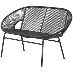 Outsunny rieten relaxstoel, Boho-stijl, comfortabel en stijlvol, perfect voor binnen en buiten, 132 x 72 x 83 cm, zwart | Aosom.nl