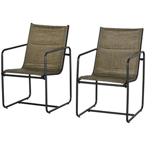 Outsunny tuinstoel, 2-delige set, weerbestendig, stevig metalen frame, comfortabel, 54 x 66,5 x 88 cm, zwart/bruin | Aosom.nl