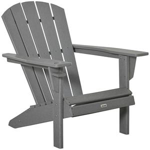 Outsunny Adirondack tuinstoel, weerbestendig, met bekerhouder, comfortabel design, ideaal voor tuin of balkon, 75 x 87 x 90 cm, grijs | Aosom.nl