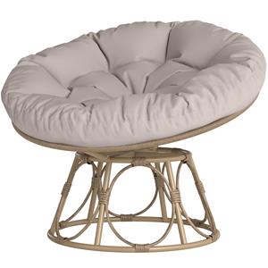 Outsunny Papasan Draaistoel Rotan 360° met Zitkussen, Ronde Buitenstoel