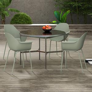 Outsunny 4-delige set tuinstoelen, stijlvol en weerbestendig, perfect voor buiten, 59 x 55 x 84 cm, comfortabel, groen | Aosom.nl