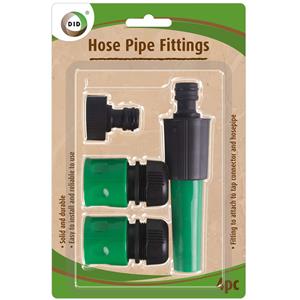 DID Tuinslang koppelingen/opzetstukken set - 4-delig - groen/zwart -