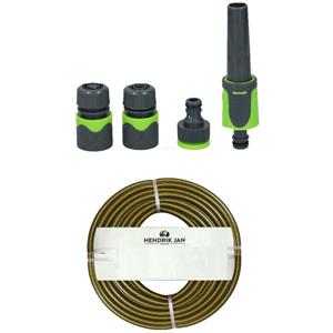 Hendrik Jan Tuinslang 15 meter - gewapend/anti knik - 13mm - met koppelstukken/spuitstuk set -