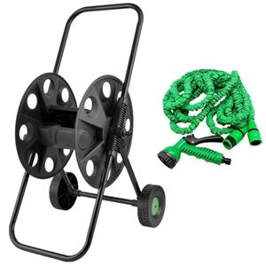 Merkloos Groene tuinslang / waterslang 10 meter - incl. haspel - voor 50 meter -